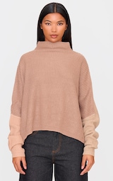 Stone Oversized Colour Block Jumper