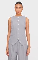 Grey Woven Tailored Waistcoat