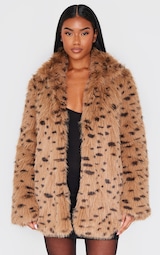 Sand Cheetah Faux Fur Coat