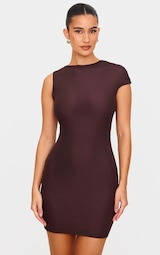 Chocolate Mesh Cap Sleeve Mini Dress