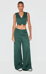 Dark Green Woven Double Belt Loop Suit Trousers