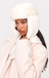 White Faux Fur Trapper Cap