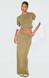 Olive Cotton Washed Maxi Skirt