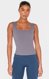 Charcoal Contour Scoop Neck Fitted Vest Top