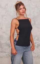 Black Backless Long Top