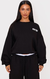 Petite Black Embroidered Sweatshirt