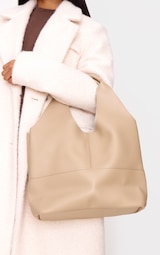 Cream Abstract Curved Tote Bag