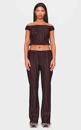 Chocolate Textured Skinny Flare Trousers