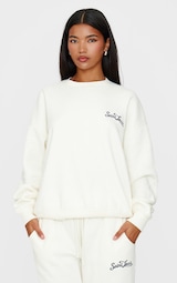 Cream Contrast Embroidered Saint Louis Oversize Sweatshirt