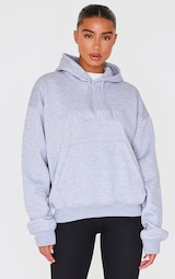 Grey Marl Iconic Embossed Oversized Hoodie