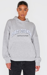 PRETTYLITTLETHING Grey Marl Sports Essentials Borg Oversized Hoodie