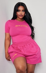 PRETTYLITTLETHING Plus Hot Pink Cap Sleeve Bodysuit