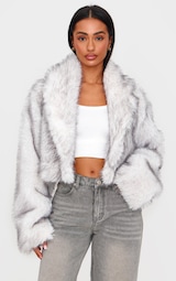  Petite White Oversized Faux Fur Cropped Coat