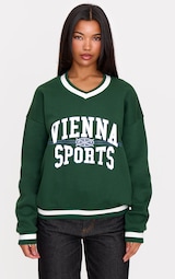 Dark Green Vienna Sports V Neck Sweatshirt