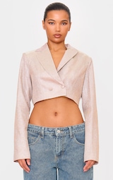 Bronze Glitter Cropped Double Breasted Blazer