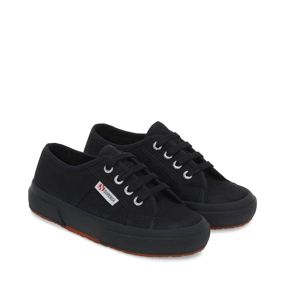 Klassische, komplett schwarze Kinder-Sneaker mit Obermaterial aus Baumwolle 02