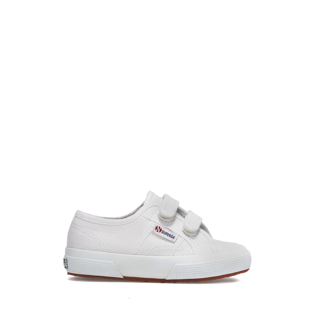 Klassische weiße Kinder-Sneaker mit Obermaterial aus Baumwolle 01