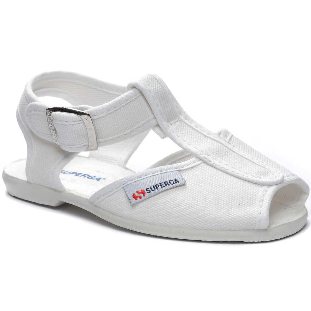 Weiße Sandalen für Kinder mit Obermaterial aus Baumwolle main