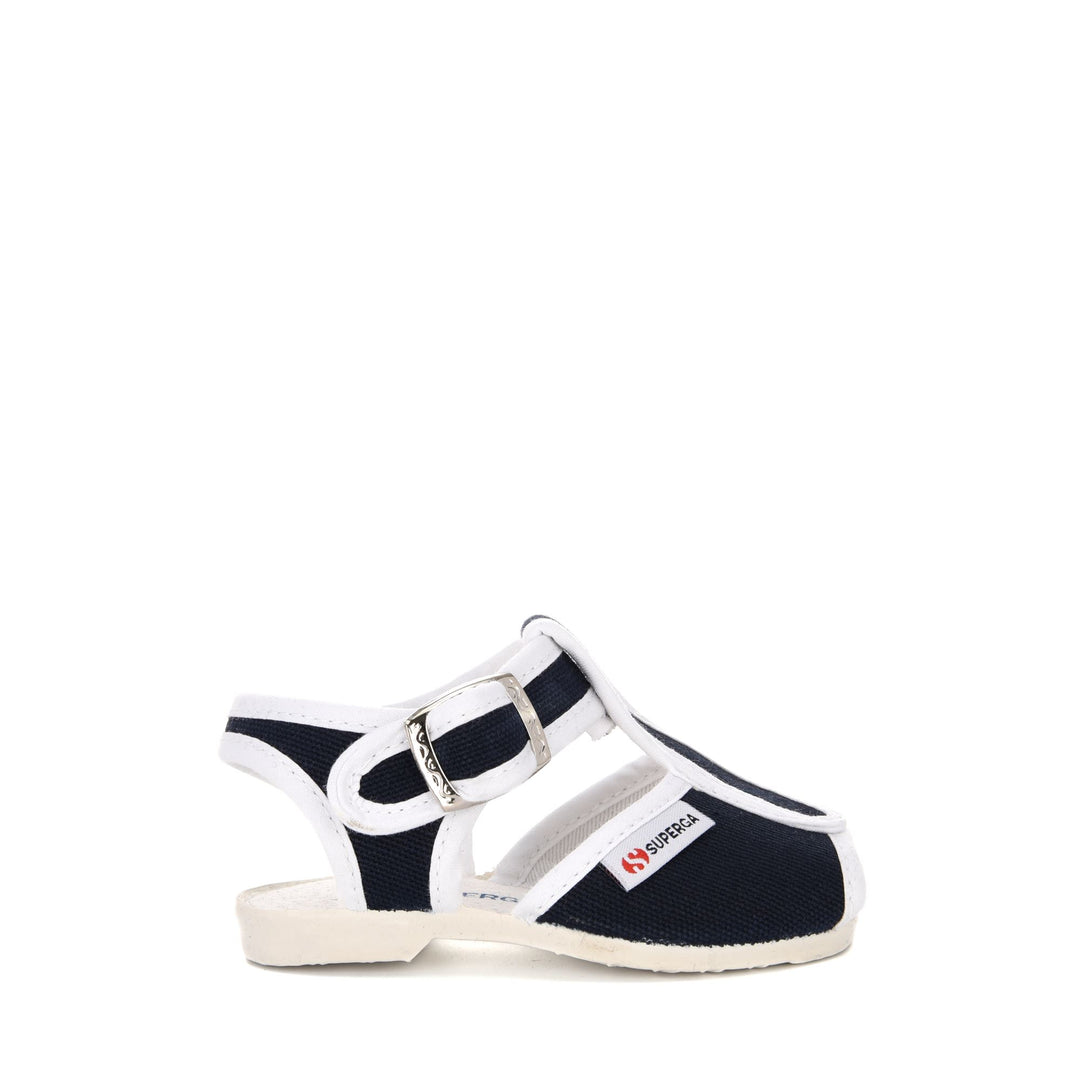 Marineblaue Sandalen für Kinder mit Obermaterial aus Baumwolle 01
