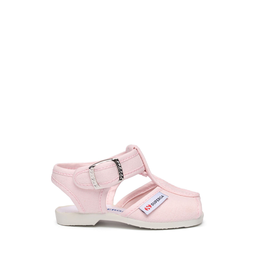 Rosa Sandalen für Kinder mit Obermaterial aus Baumwolle 01