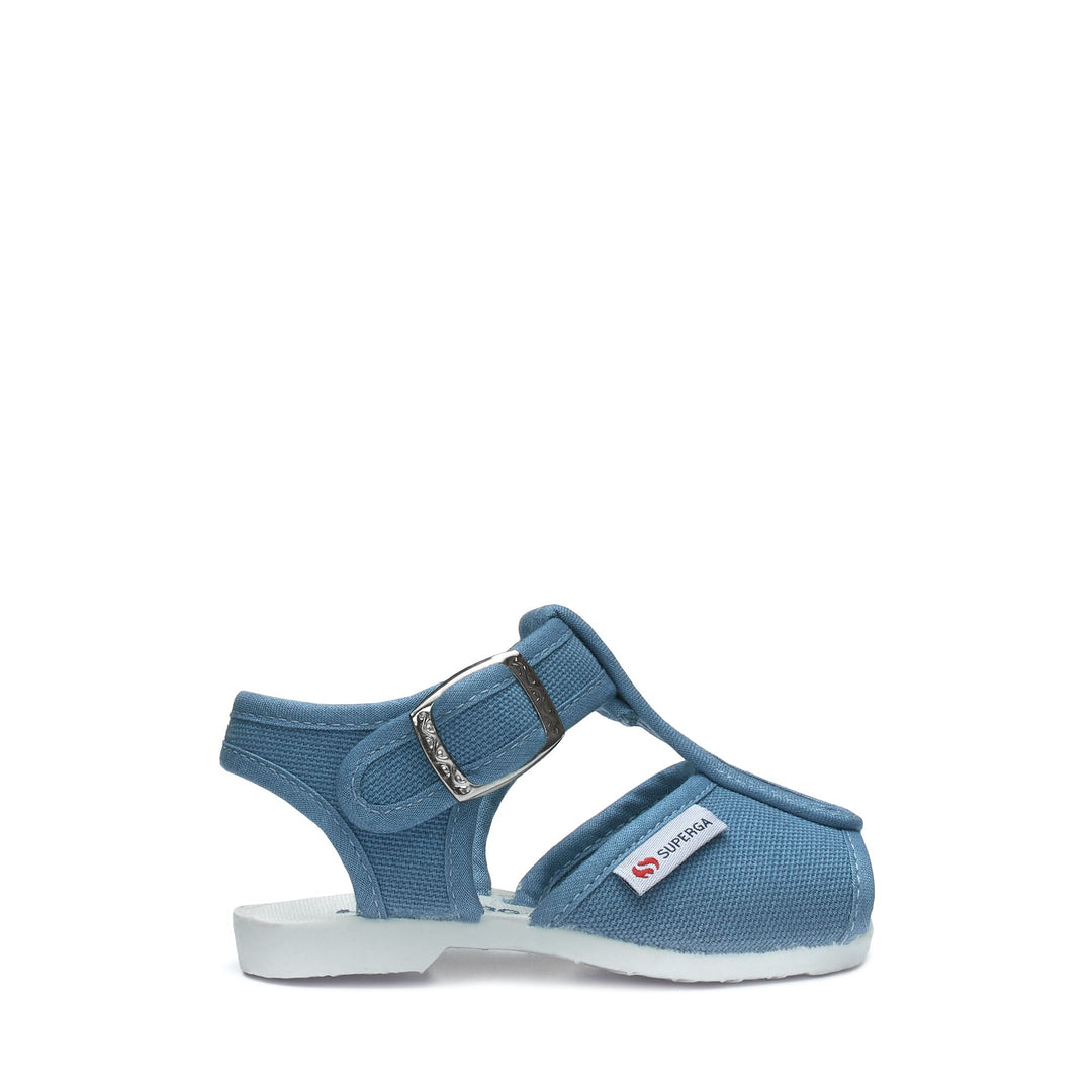 Blaue Kindersandalen mit Obermaterial aus Baumwolle 01