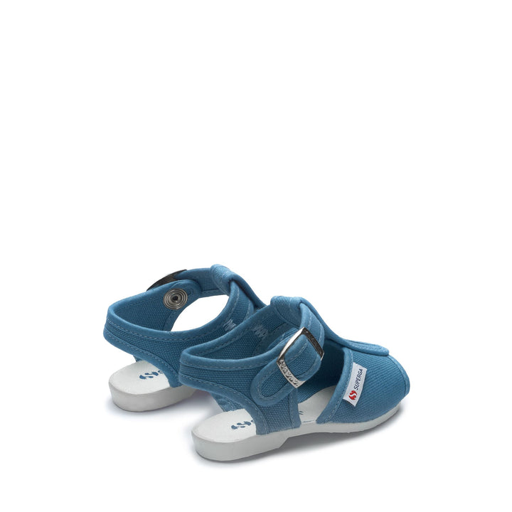 Blaue Kindersandalen mit Obermaterial aus Baumwolle 3