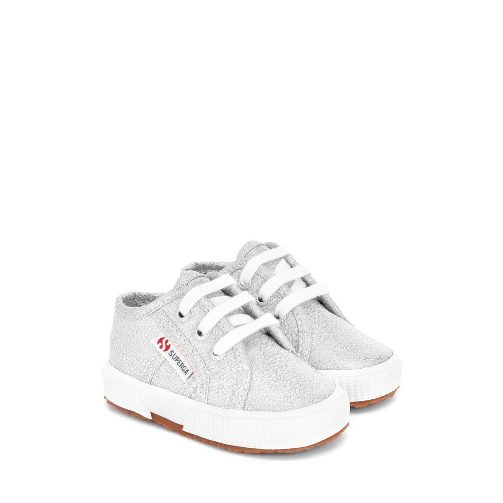 Klassische graue Mädchen-Sneaker mit Obermaterial aus Lamé 02