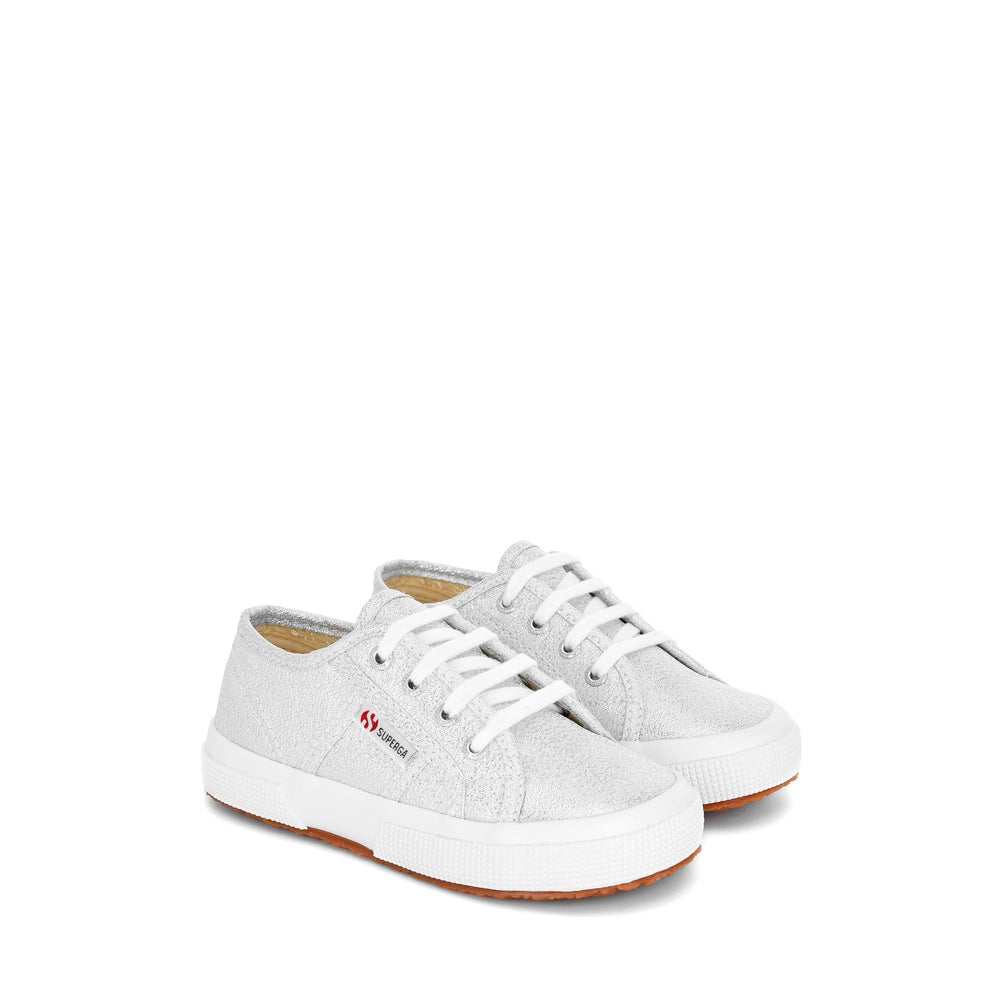 Klassische graue Mädchen-Sneaker mit Obermaterial aus Lamé 02