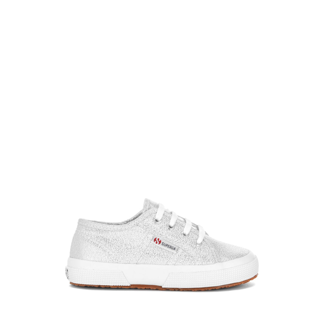 Klassische graue Mädchen-Sneaker mit Obermaterial aus Lamé 01