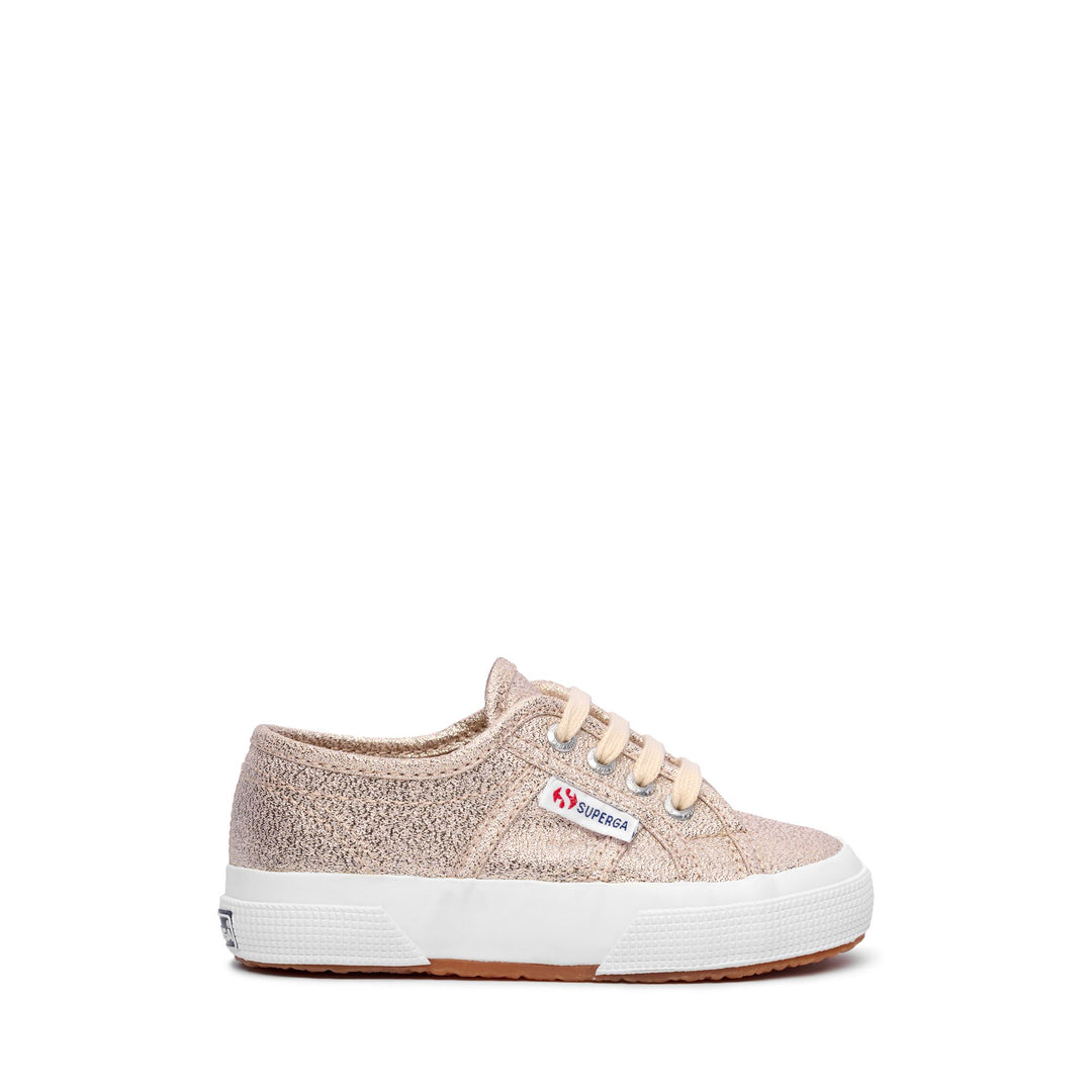 Klassische hellgoldene Mädchen-Sneaker mit Obermaterial aus Baumwolle 01