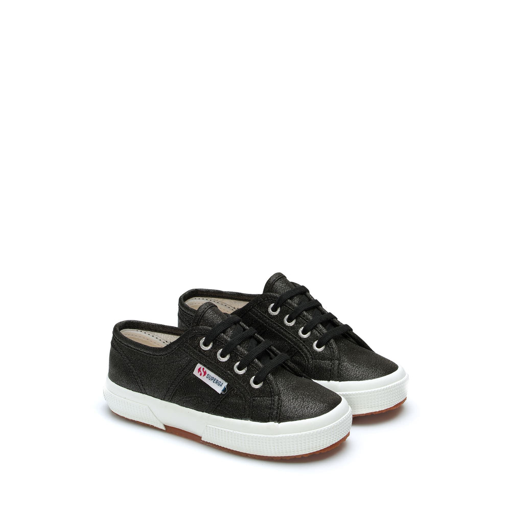 Klassische schwarze Mädchen-Sneaker mit Obermaterial aus Lamé 02