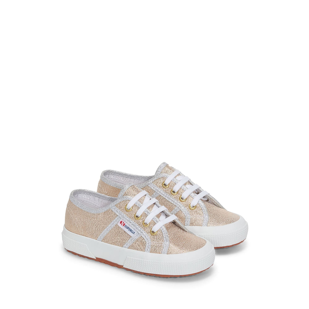 Klassische goldene Mädchen-Sneaker mit Obermaterial aus Lamé 02
