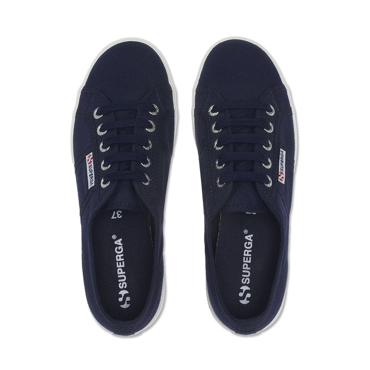 Blaue Low Cut Sneakers mit Obermaterial aus Baumwolle 4