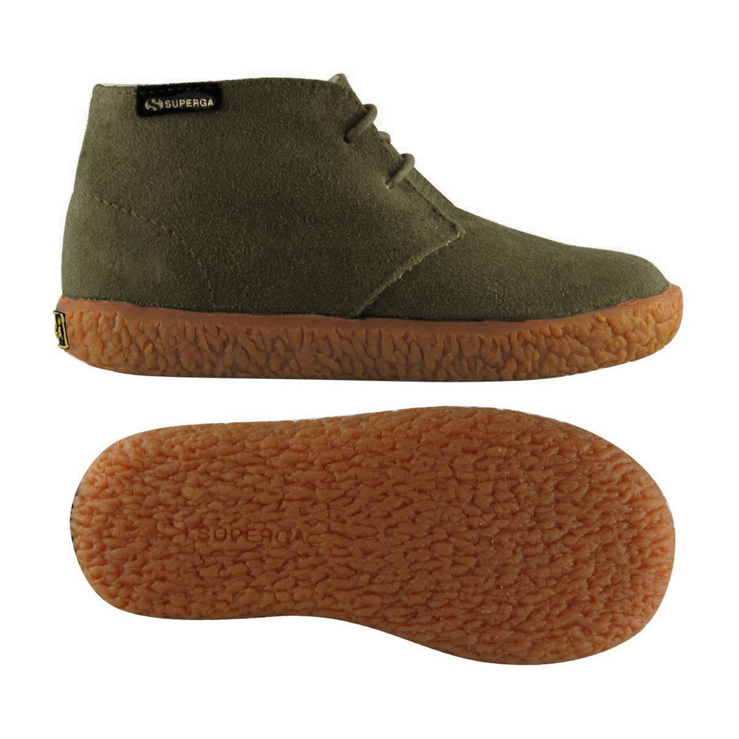 Militärgrüne Stiefeletten für Jungen mit Obermaterial aus Wildleder 01