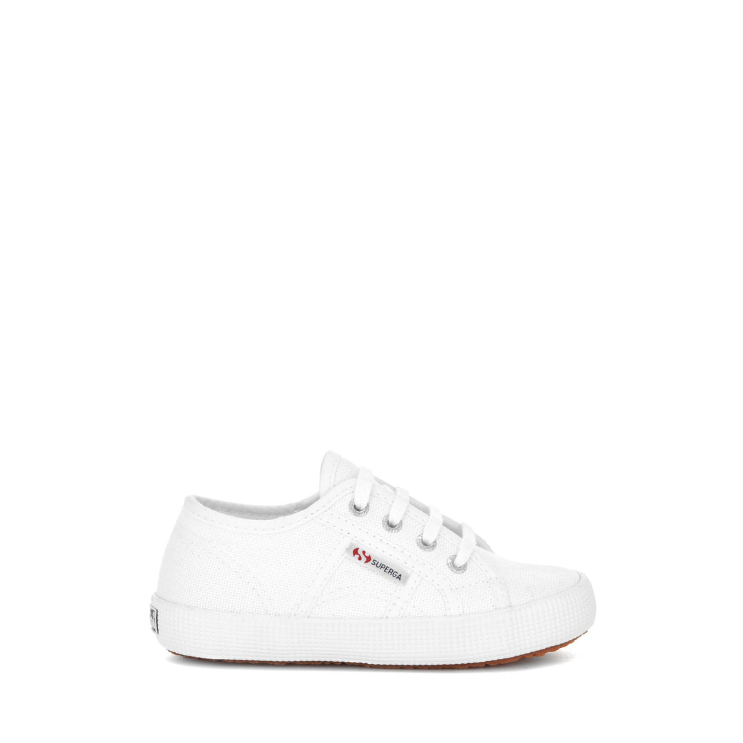 Weiße Kinder-Sneaker mit Obermaterial aus Baumwolle 01