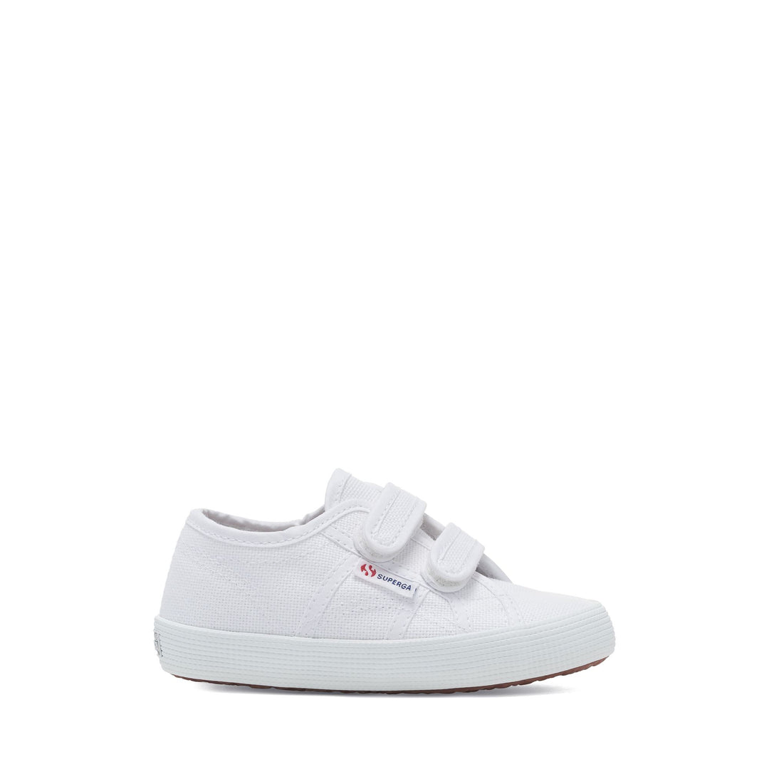 Weiße Kinder-Sneaker mit Obermaterial aus Baumwolle 01