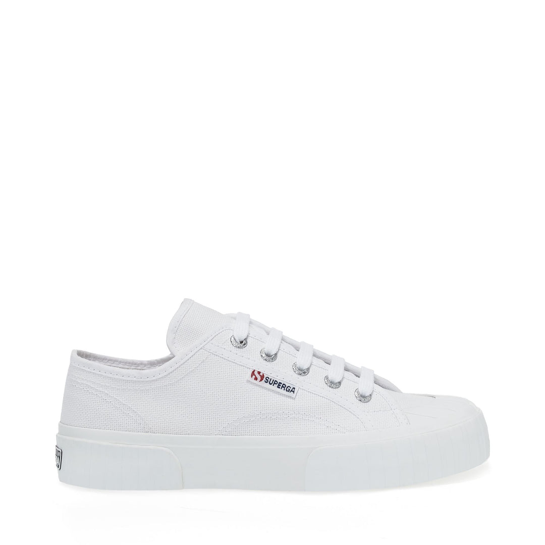 Weiße Low Cut-Sneakers mit Baumwollobermaterial 01