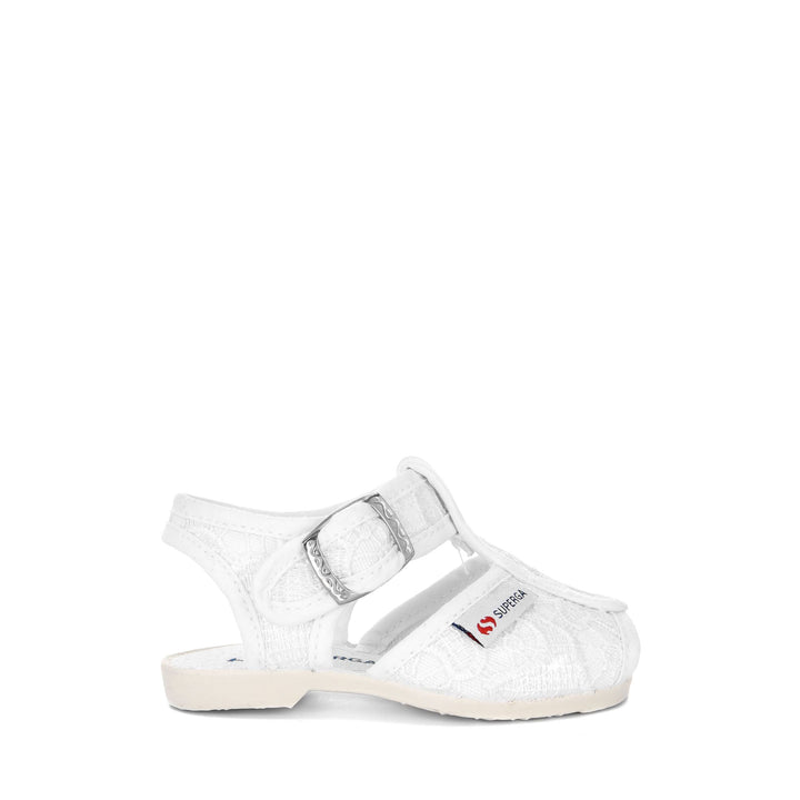 Weiße Sandalen für Mädchen mit Obermaterial aus Makramee-Spitze 1