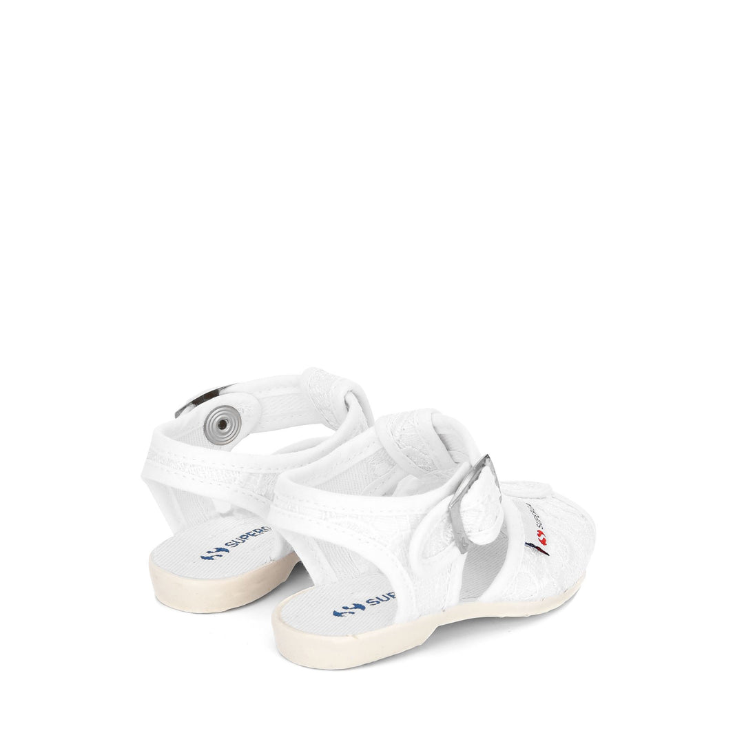 Weiße Sandalen für Mädchen mit Obermaterial aus Makramee-Spitze main
