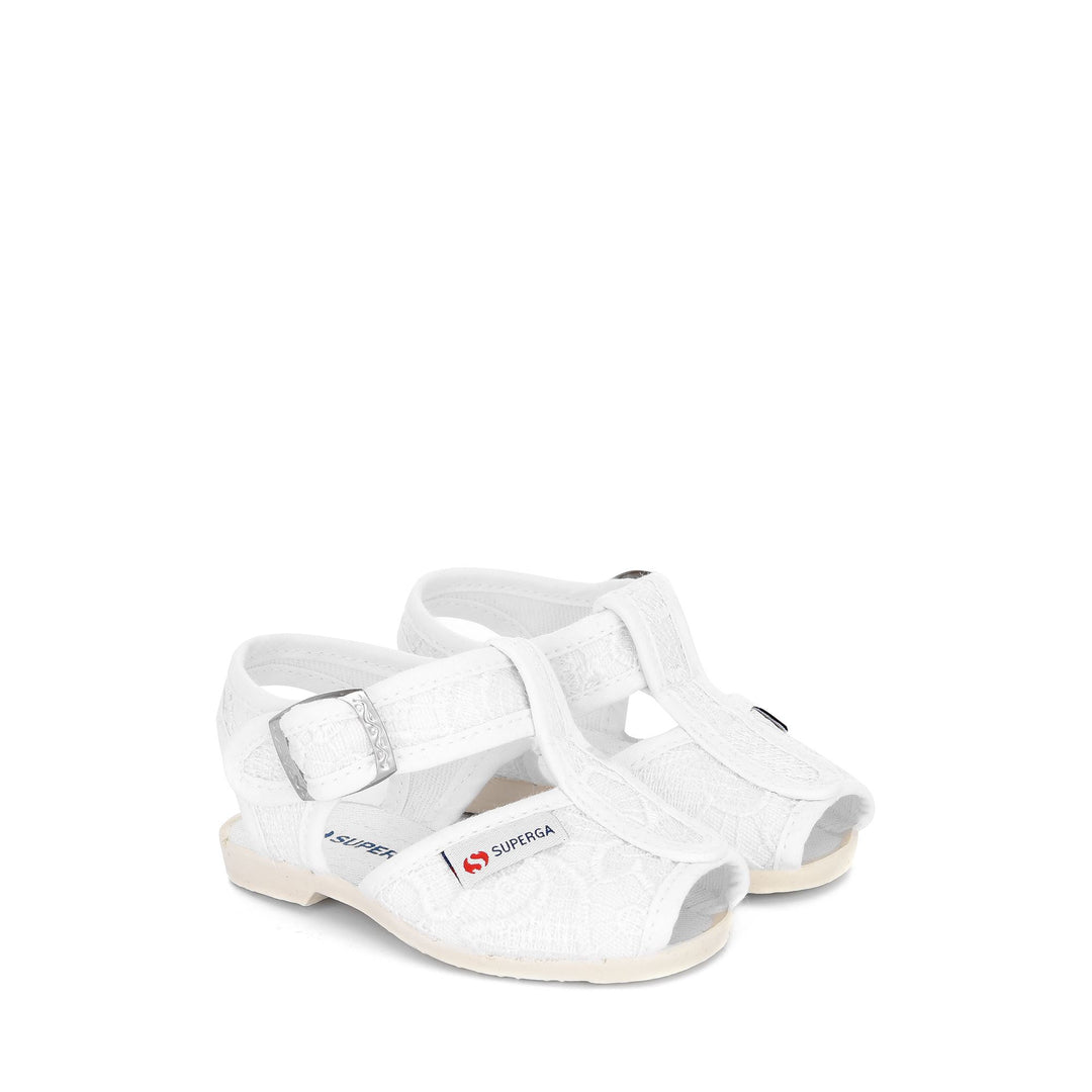Weiße Sandalen für Mädchen mit Obermaterial aus Makramee-Spitze main
