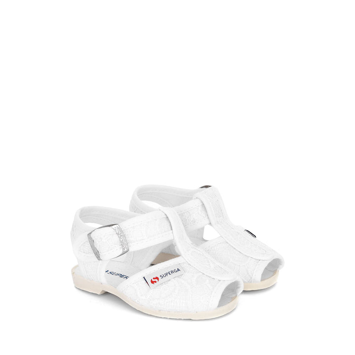 Weiße Sandalen für Mädchen mit Obermaterial aus Makramee-Spitze 2