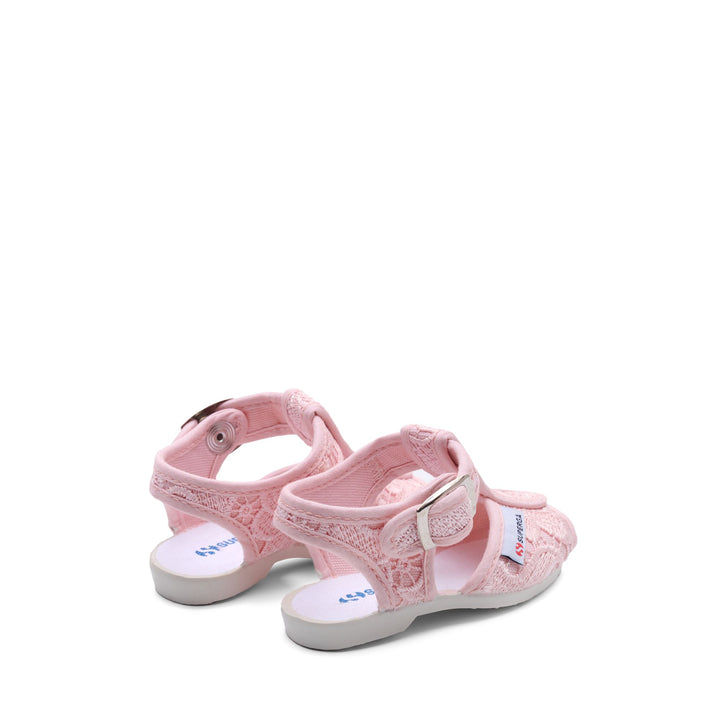 Rosa Sandalen für Mädchen mit Obermaterial aus Makramee-Spitze 3