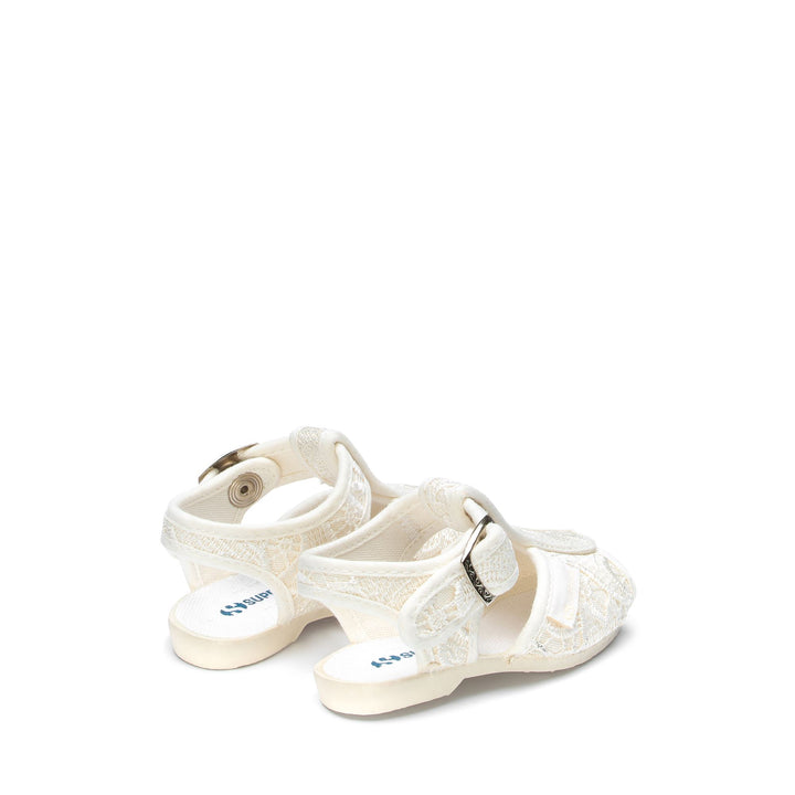 Weiße Sandalen für Mädchen mit Obermaterial aus Makramee-Spitze 3