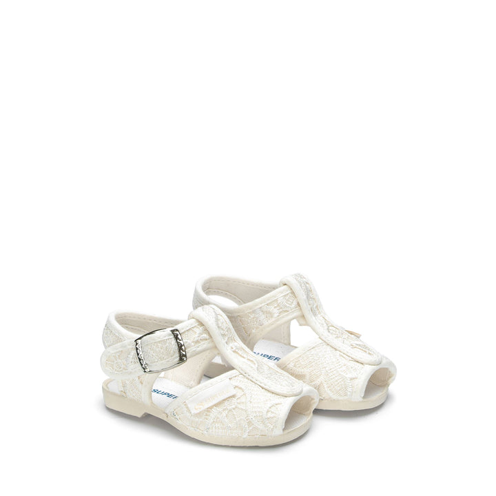 Weiße Sandalen für Mädchen mit Obermaterial aus Makramee-Spitze 2