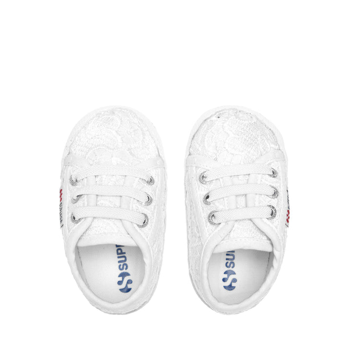 Niedrig geschnittene weiße Mädchen-Sneaker mit Obermaterial aus Makramee-Spitze 4
