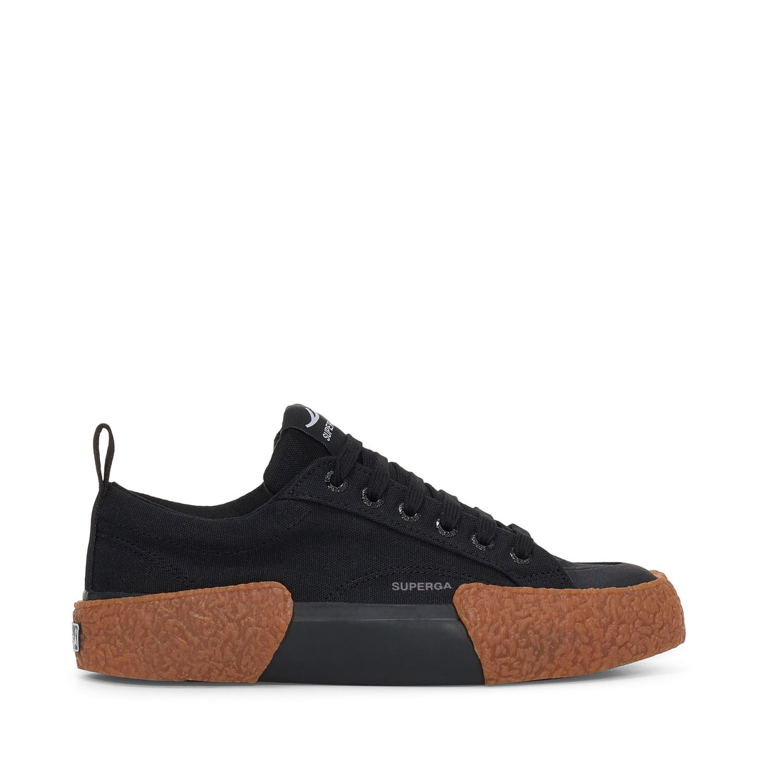 Schwarze Low Cut-Sneakers mit Obermaterial aus Baumwolle 01