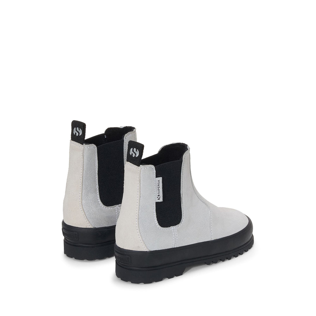 Silberne Stiefeletten für Mädchen mit Obermaterial aus glitzerndem Leder main