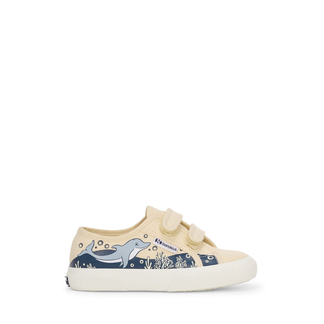 Beigefarbene Low-Cut-Sneakers für Kinder mit Obermaterial aus Baumwolle 01