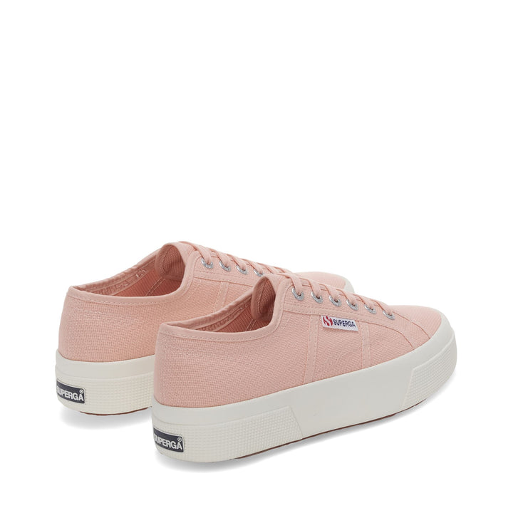 Sneakers unisex rosa con plateau e tomaia in cotone 3