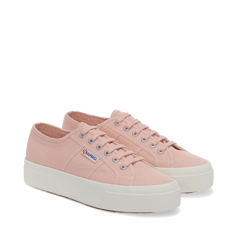 Rosafarbene Unisex-Plateau-Sneaker mit Obermaterial aus Baumwolle 02